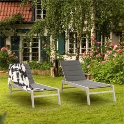 Blumfeldt Renazzo Lounge Ligstoel - Ligbed Voor De Tuin - Aluminium Tuinstoel - 6 Standen - Waterafstotend - Bekleding Van 70 % Pvc En 30 % Polyetheen - Grijs -Tuingereedschap Serie Winkel 1200x1200 1119