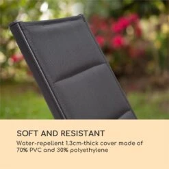 Blumfeldt Renazzo Lounge Ligstoel - Ligbed Voor De Tuin - Aluminium Tuinstoel - 6 Standen - Waterafstotend - Bekleding Van 70 % Pvc En 30 % Polyetheen - Zwart -Tuingereedschap Serie Winkel 1200x1200 1167