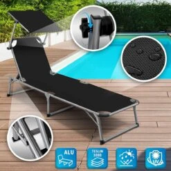 Sens Design Zonnebed - Ligbed Inklapbaar Met Zonneklep - Zwart -Tuingereedschap Serie Winkel 1200x1200 1185