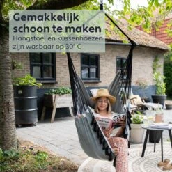 Vita5 XXL Hangstoel | Binnen&Buiten Hangnest | Incl. 2 Kussens En Boekenvak | Volwassenen&Kinderen | Hangmatstoel Tot 225kg | Grijs -Tuingereedschap Serie Winkel 1200x1200 1213