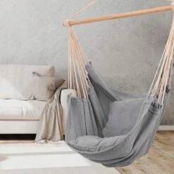 RENALUX Hangstoel Buiten En Binnen - Hangstoel Voor Binnen - Hangstoel Zonder Standaard - Hangstoel Cocoon - Gratis 2 Zachte Kussens - 150 KG - Grijs -Tuingereedschap Serie Winkel 1200x1200 1220