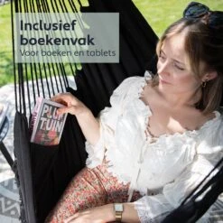 Vita5 XXL Hangstoel - Binnen&Buiten Hangnest - Incl. 2 Kussens En Boekenvak - Volwassenen&Kinderen - Hangmatstoel Tot 225kg - Zwart -Tuingereedschap Serie Winkel 1200x1200 1223