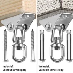 Ophangsysteem - Plafondhaak RVS - Ophanghaak TRX - Hangstoel Buiten - Hangstoel Binnen – Schommelstoel - Schommel - Bokszakken - RVS - 300kg -Tuingereedschap Serie Winkel 1200x1200 1227