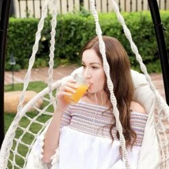 Hangstoel, Hangschommel, Hangstoel Met Een Dik Kussen, Tot 120 Kg Belastbaar, Voor Tuin, Balkon, Woonkamer, Terras, Scandinavische Stijl, Modern, Beige HMDC042M01 -Tuingereedschap Serie Winkel 1200x1200 1249