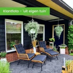 BUITEN Living Dex Wicker Loungestoel Tuin | Wicker + Aluminium | Bamboe Antraciet -Tuingereedschap Serie Winkel 1200x1200 1286
