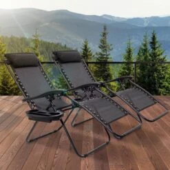 LifeGoods Opvouwbare Tuinstoelen - Verstelbaar Zonnescherm - 2 Stuks - 30°-90° Verstelbaar - Metaal - Zwart -Tuingereedschap Serie Winkel 1200x1200 1304