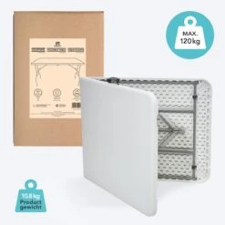 LifeGoods Klaptafel - Inklapbaar - 70x180cm - Verstelbare Vouwtafel - Weerbestendig - Wit -Tuingereedschap Serie Winkel 1200x1200 1324