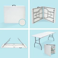 LifeGoods Klaptafel - Inklapbaar - 70x180cm - Verstelbare Vouwtafel - Weerbestendig - Wit -Tuingereedschap Serie Winkel 1200x1200 1325