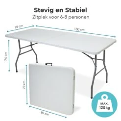 LifeGoods Klaptafel - Inklapbaar - 70x180cm - Verstelbare Vouwtafel - Weerbestendig - Wit -Tuingereedschap Serie Winkel 1200x1200 1326