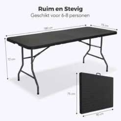LifeGoods Klaptafel - Inklapbaar - 180 Cm - 6 Tot 8 Personen - Zwart -Tuingereedschap Serie Winkel 1200x1200 1381