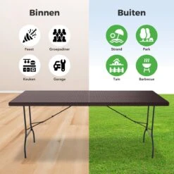LifeGoods Klaptafel - Inklapbaar - 180 Cm - 6 Tot 8 Personen - Bruin -Tuingereedschap Serie Winkel 1200x1200 1389