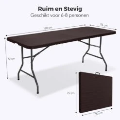 LifeGoods Klaptafel - Inklapbaar - 180 Cm - 6 Tot 8 Personen - Bruin -Tuingereedschap Serie Winkel 1200x1200 1390