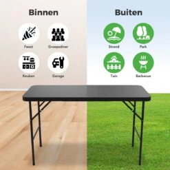 LifeGoods Klaptafel - Inklapbaar - 120 Cm - 4 Personen - Zwart -Tuingereedschap Serie Winkel 1200x1200 1398