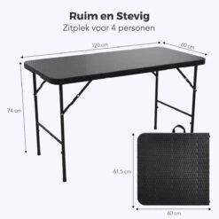 LifeGoods Klaptafel - Inklapbaar - 120 Cm - 4 Personen - Zwart -Tuingereedschap Serie Winkel 1200x1200 1399