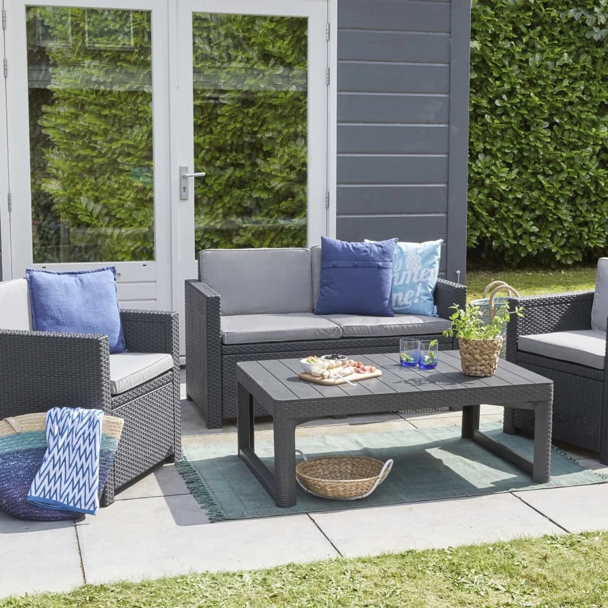 Allibert Lyon Tuintafel - 116x71,5x66/40 Cm - Grafiet 7 Allibert Lyon Tuintafel - 116x71,5x66/40 Cm - Grafiet - Afbeelding 5