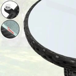 Casaria Polyrattan Bijzettafel 80cm Rond - 5mm Veiligheidsglas – Zwart -Tuingereedschap Serie Winkel 1200x1200 1467