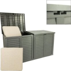 MaxxGarden Kussenbox - Tuin Opbergkist - Opbergbox - 750 L - 155x66x80 Cm - Grijs -Tuingereedschap Serie Winkel 1200x1200 1502