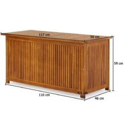 Casaria Opbergbox Acacia Hout – Weerbestendig 115cm - Bruin -Tuingereedschap Serie Winkel 1200x1200 1518