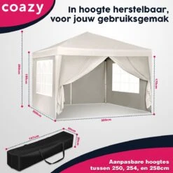 Waterdichte Partytent 3x3 Meter Opvouwbaar Met Zijwanden- Paviljoen Met Zijpanelen - Easy Up - Pop-up Tent Met Haringen, Touw En Anti Slip Poten 12 Waterdichte Partytent 3x3 Meter Opvouwbaar Met Zijwanden- Paviljoen Met Zijpanelen - Easy Up - Pop-up Tent Met Haringen, Touw En Anti Slip Poten -Tuingereedschap Serie Winkel 1200x1200 1578