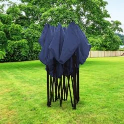 LifeGoods Partytent - 3x3 M - Easy Up - Opvouwbaar - Waterdicht - Draagtas Met Wieltjes - Donkerblauw -Tuingereedschap Serie Winkel 1200x1200 1593