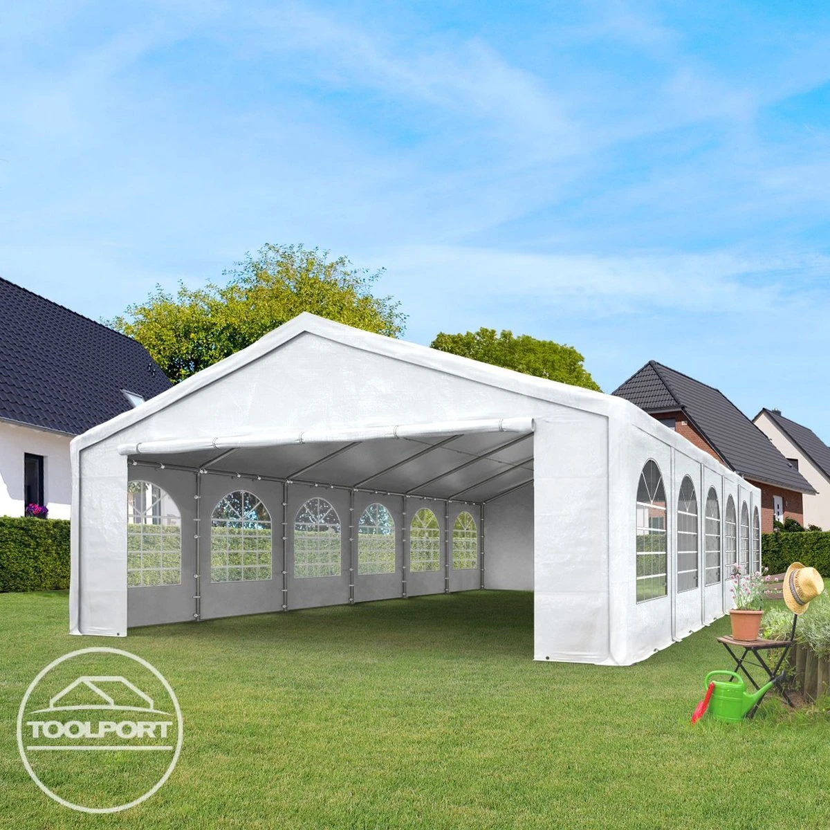 Hoogwaardige Partytent 3x6 M Van 240 G/m² PE Zeil Tuintent Feesttent Waterdicht In Wit 12 Hoogwaardige Partytent 3x6 M Van 240 G/m² PE Zeil Tuintent Feesttent Waterdicht In Wit - Afbeelding 10