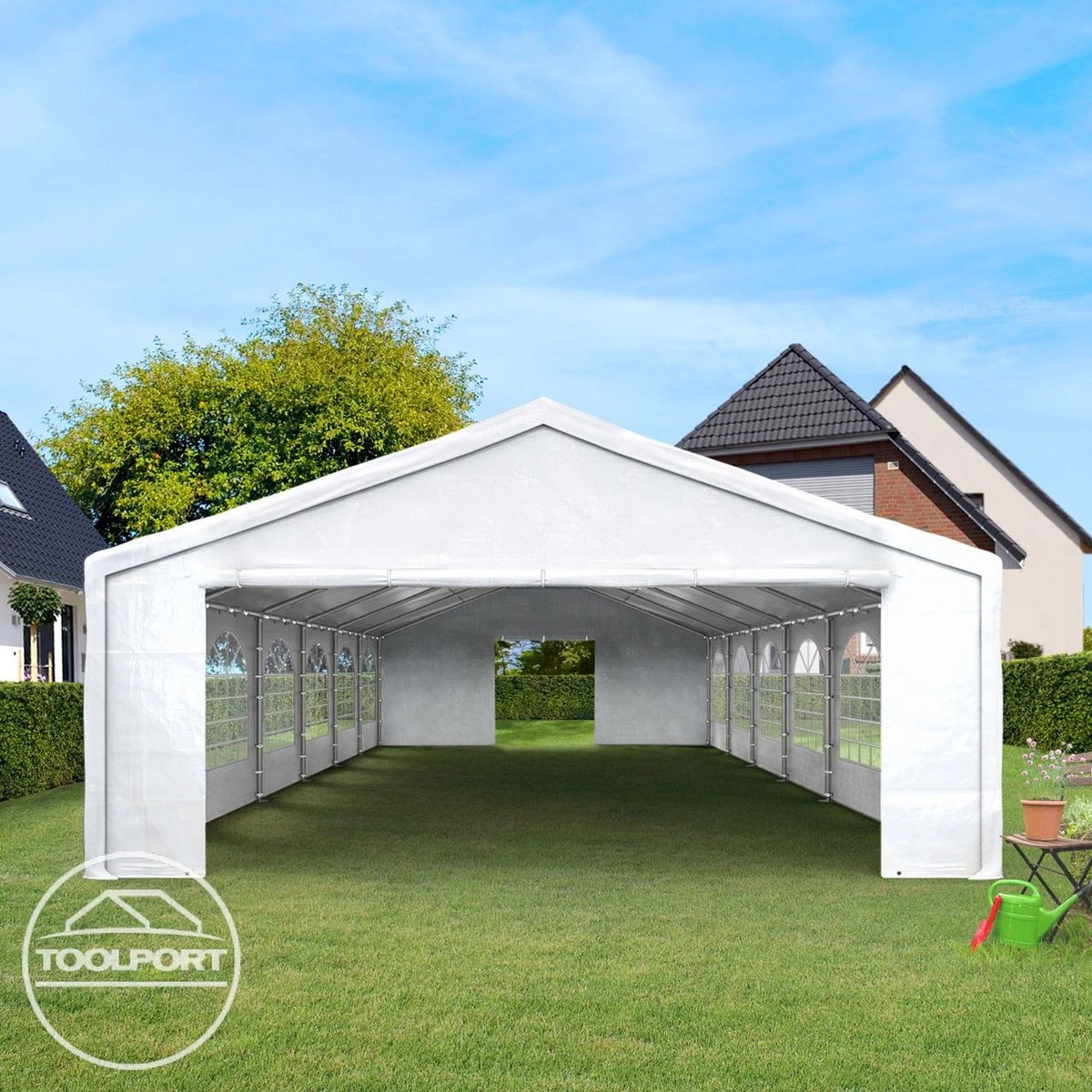 Hoogwaardige Partytent 3x6 M Van 240 G/m² PE Zeil Tuintent Feesttent Waterdicht In Wit 13 Hoogwaardige Partytent 3x6 M Van 240 G/m² PE Zeil Tuintent Feesttent Waterdicht In Wit - Afbeelding 11