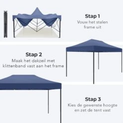LifeGoods Partytent - 3x4.5 M - Zijwanden - Easy Up - Opvouwbaar - Waterdicht - Draagtas Met Wieltjes - Donkerblauw -Tuingereedschap Serie Winkel 1200x1200 1642