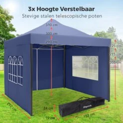 LifeGoods Partytent - 3x3 M - Zijwanden - Easy Up - Opvouwbaar - Waterdicht - Draagtas Met Wieltjes - Donkerblauw 16 LifeGoods Partytent - 3x3 M - Zijwanden - Easy Up - Opvouwbaar - Waterdicht - Draagtas Met Wieltjes - Donkerblauw -Tuingereedschap Serie Winkel 1200x1200 1651