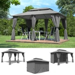 El Jardin - Partytent - 4x3 - Waterdicht Dak - Wanden - Solar - Antraciet Paviljoen -Tuingereedschap Serie Winkel 1200x1200 1661