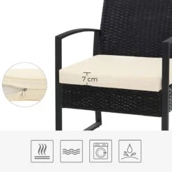 Songmics Tuinmeubelset, 3-delige Set, Van Polyrotan, Voor Outdoor, Terras, Balkon, Tuin, Eenvoudige Montage, Bijzettafel En 2 Stoelen, Zwart-beige -Tuingereedschap Serie Winkel 1200x1200 1717
