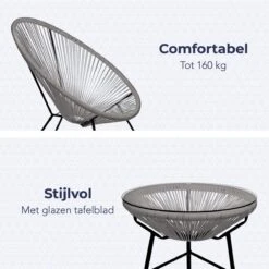 LifeGoods Acapulco Bistroset - 3-Delig - Tuinset Met Bijzettafel - Grijs -Tuingereedschap Serie Winkel 1200x1200 1768