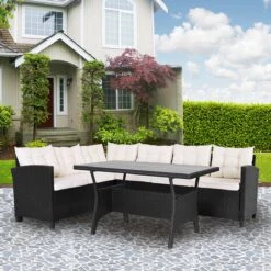 Casaria Polyrattan Tuinset - 15 Delig Voor 6 Personen – Crème Zwart -Tuingereedschap Serie Winkel 1200x1200 1808