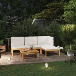 Decoways - 5-delige Loungeset Met Kussens Massief Acaciahout Crèmekleurig -Tuingereedschap Serie Winkel 1200x1200 1813
