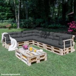 Beautissu Style – Palletkussen Set – 1x Zitkussen 120x80 Cm & 1x Rugkussen 120x40 Cm – Graphiet Grijs -Tuingereedschap Serie Winkel 1200x1200 1927