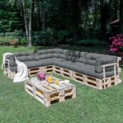 Beautissu Style – Palletkussen Set – 1x Zitkussen 120x80 Cm & 1x Rugkussen 120x40 Cm – Graphiet Grijs -Tuingereedschap Serie Winkel 1200x1200 1928