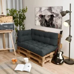 Beautissu Style – Palletkussen Set – 1x Zitkussen 120x80 Cm & 1x Rugkussen 120x40 Cm – Graphiet Grijs -Tuingereedschap Serie Winkel 1200x1200 1929