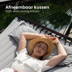 Vita5 Hangmat Met Standaard En Spreidstok – 2 Persoons – Incl. Bekerhouder - Afneembaar Kussen – Uv-bestendig – Lichtgrijs -Tuingereedschap Serie Winkel 1200x1200 1939