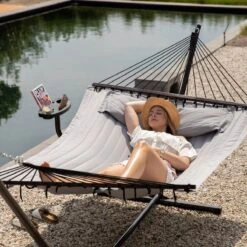 Vita5 Hangmat Met Standaard En Spreidstok – 2 Persoons – Incl. Bekerhouder - Afneembaar Kussen – Uv-bestendig – Lichtgrijs -Tuingereedschap Serie Winkel 1200x1200 1944