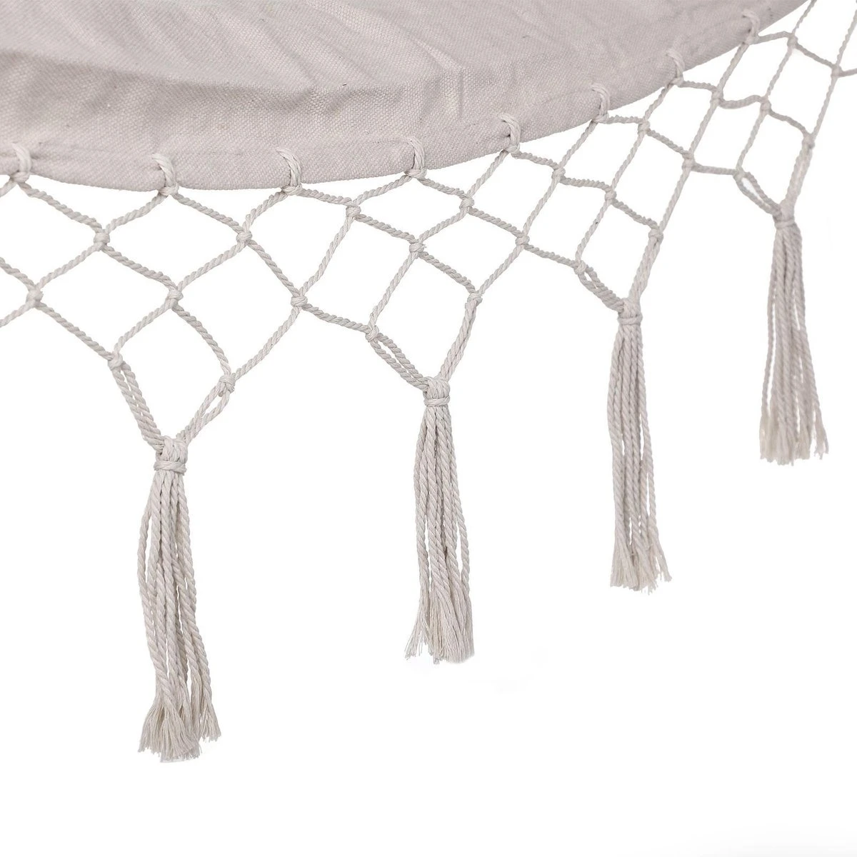 Detex Hangmat Met Franjes - 320x150cm – Belastbaar Tot 300kg Beige 5 Detex Hangmat Met Franjes - 320x150cm – Belastbaar Tot 300kg Beige - Afbeelding 3