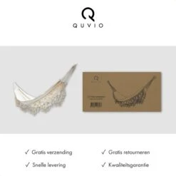 QUVIO Hangmat Voor In De Tuin - Tuinstoelen - Reishangmat Voor Camping, Outdoor En Reizen - Hamock - Katoen Ademend - Maximale Belasting Van 250KG - Lig Oppervlak Van 180 Cm - Geschikt Voor 1 Persoon - Beige -Tuingereedschap Serie Winkel 1200x1200 1966