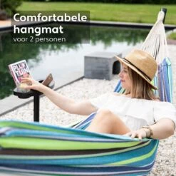 Vita5 Hangmat Met Standaard – 2 Persoons – Incl. Bekerhouder – 205kg Draaggewicht – Groen/Blauw -Tuingereedschap Serie Winkel 1200x1200 1982