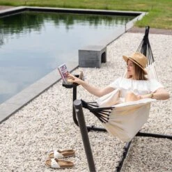 Vita5 Hangmat Met Standaard – 2 Persoons – Incl. Bekerhouder – 205kg Draaggewicht – Beige/Wit -Tuingereedschap Serie Winkel 1200x1200 2001