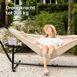 Vita5 Hangmat Met Standaard – 2 Persoons – Incl. Bekerhouder – 205kg Draaggewicht – Beige/Wit -Tuingereedschap Serie Winkel 1200x1200 2002
