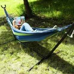 Hangmat Met Standaard En Opbergtas – 2 Persoons – Max. Draaggewicht 200Kg – Hangmatset – Hangmatten – Hang Mat Voor Binnen En Buiten – Hangmatstandaard – Hammock – Blauw / Groen -Tuingereedschap Serie Winkel 1200x1200 2011