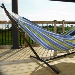 Hangmat Met Standaard En Opbergtas – 2 Persoons – Max. Draaggewicht 200Kg – Hangmatset – Hangmatten – Hang Mat Voor Binnen En Buiten – Hangmatstandaard – Hammock – Blauw / Groen -Tuingereedschap Serie Winkel 1200x1200 2012