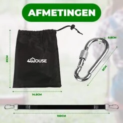 4House Ophang Koord Voor Hangmat, Hangstoel / Schommel - Hangmat Bevestigingsset Inclusief Haken - Karabijnhaak - Hangmat Standaard -Schommelophangset - Hangmat Ophangsysteem -150cm - Tot 1000kg - Boomvriendelijke Hangmat Ophangset - Set Van 2Stuks -Tuingereedschap Serie Winkel 1200x1200 2014