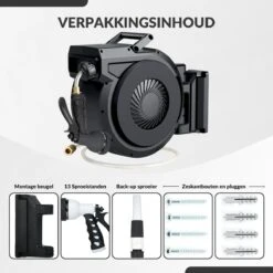 Buxibo - Wandslangenbox 20 Meter + 2 Meter - Tuinslang Met Haspel - 9 Sproei Standen - Slangenhouder 180° Draaibaar - Tuinslanghaspel Zwart+ Gratis Sproeier - Zwart -Tuingereedschap Serie Winkel 1200x1200 2147