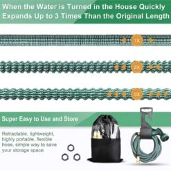 IBright Extra Sterke Uitrekbare Tuinslang - Flexibel - 15 Meter - Inclusief Opbergtas ,Sproeier ,Koppelstuk En Ophanghaak - Groen -Tuingereedschap Serie Winkel 1200x1200 2442