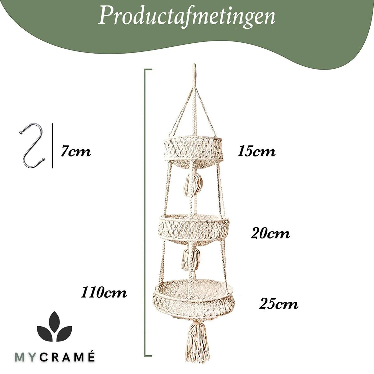 Macramé 3-Laags Hangende Fruitmand - Bohemian Mand Plantenhanger - Handgemaakt Katoen Touw Fruitschaal Hangmand - Boho Ophangbaar Etagere - Decoratieve Fruit Schaal/Basket - Opbergmand Organizer - Keuken/Balkon Decoratie - Hangpot Voor Binnen/Buiten 9 Macramé 3-Laags Hangende Fruitmand - Bohemian Mand Plantenhanger - Handgemaakt Katoen Touw Fruitschaal Hangmand - Boho Ophangbaar Etagere - Decoratieve Fruit Schaal/Basket - Opbergmand Organizer - Keuken/Balkon Decoratie - Hangpot Voor Binnen/Buiten - Afbeelding 7