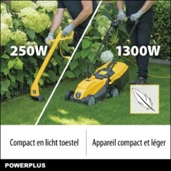 Powerplus POWXG6212T Elektrische Grasmaaier - Grasmachine Voor Kleine En Middelgrote Tuin - 1300W - Maaibreedte 320mm - Verstelbare Maaihoogte - 30L Opvangbak - Incl. Grastrimmer 250W -Tuingereedschap Serie Winkel 1200x1200 353